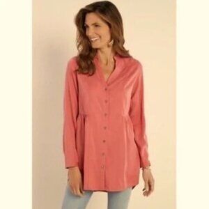 Soft Surroundings Halsey Soft Tencel Shirt Dusty Cedar NWT Medium 10 12